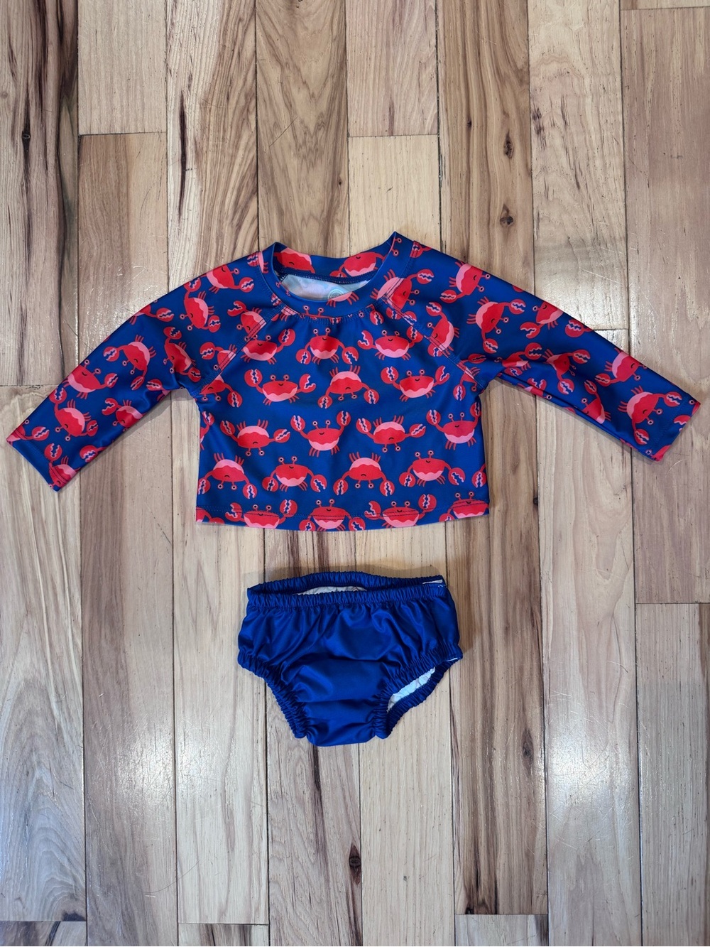 Wonder Nation Blue Swim Set with Red Crab Print